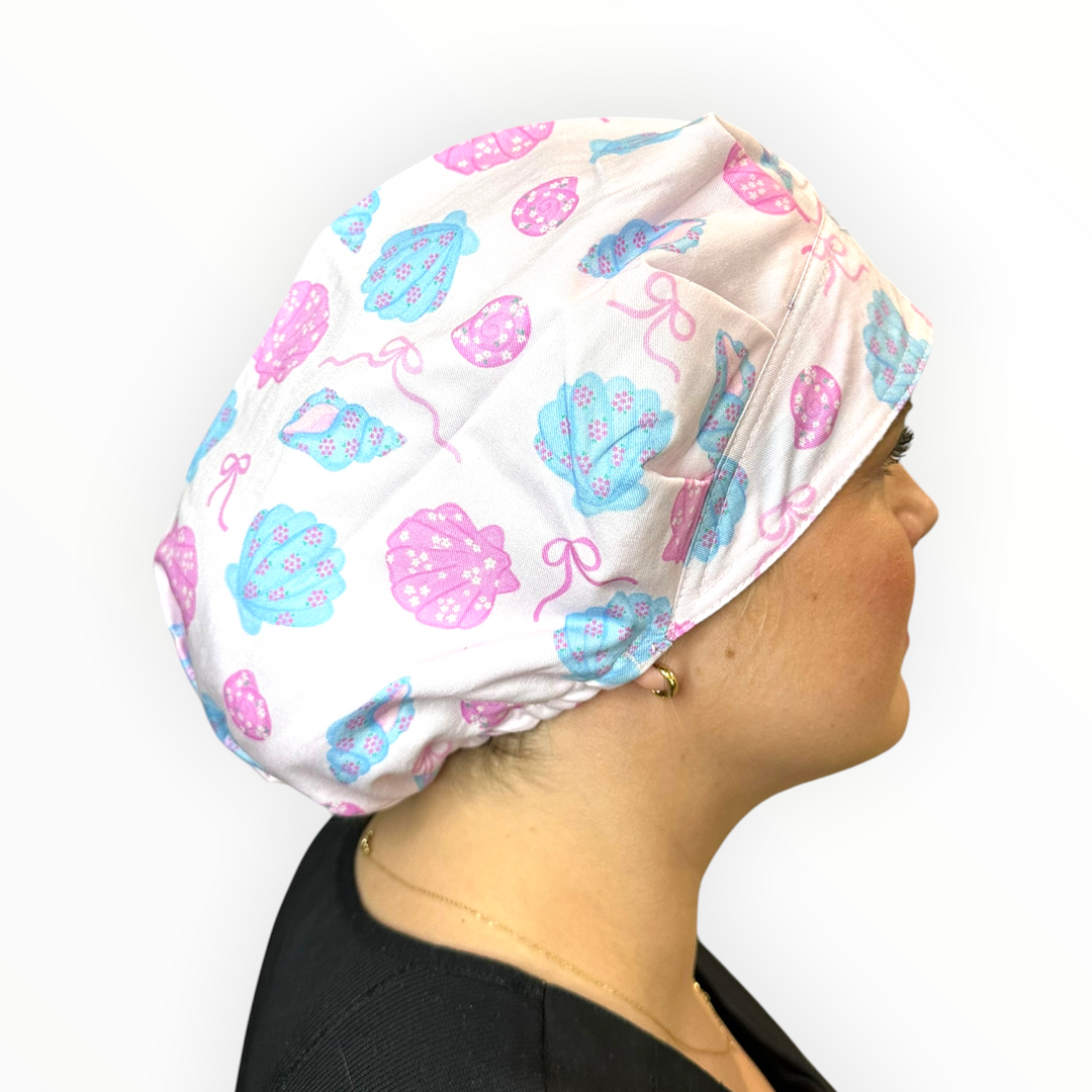 Seashell Sweetheart- Bouffant Scrub Cap