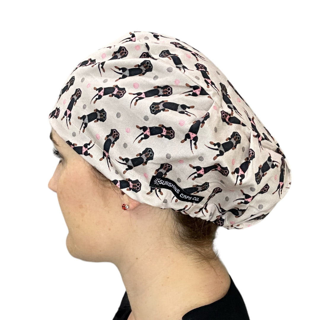 Weenies in bikinis Dog Euro Scrub Cap for Women, by Sunshine Caps Co