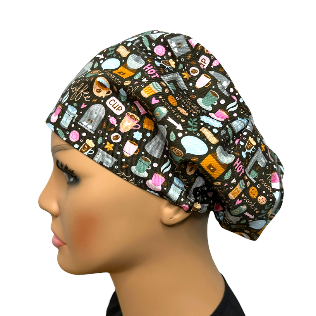 Coffee Euro Scrub Cap for Women, by Sunshine Caps Co