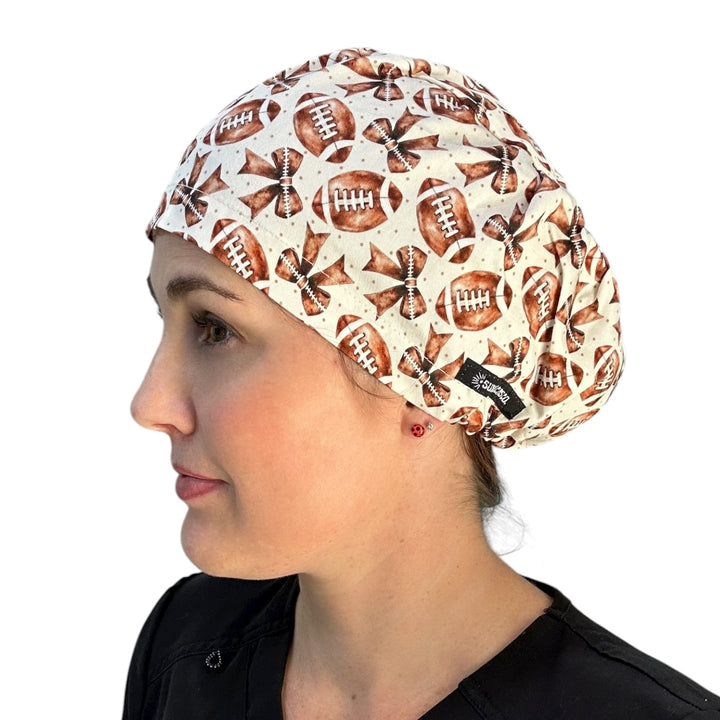 Football & Bows- Euro Scrub Cap