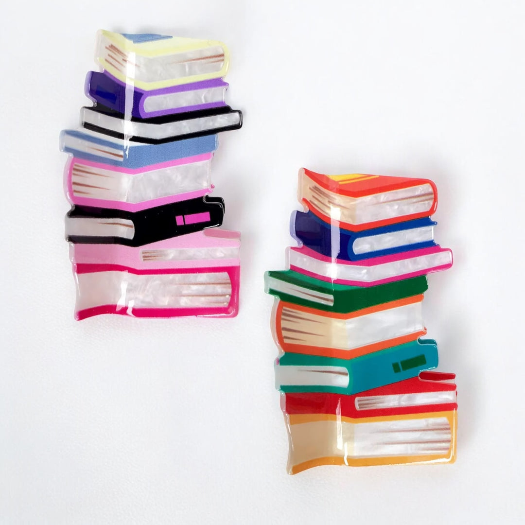 book stack hair claw clip