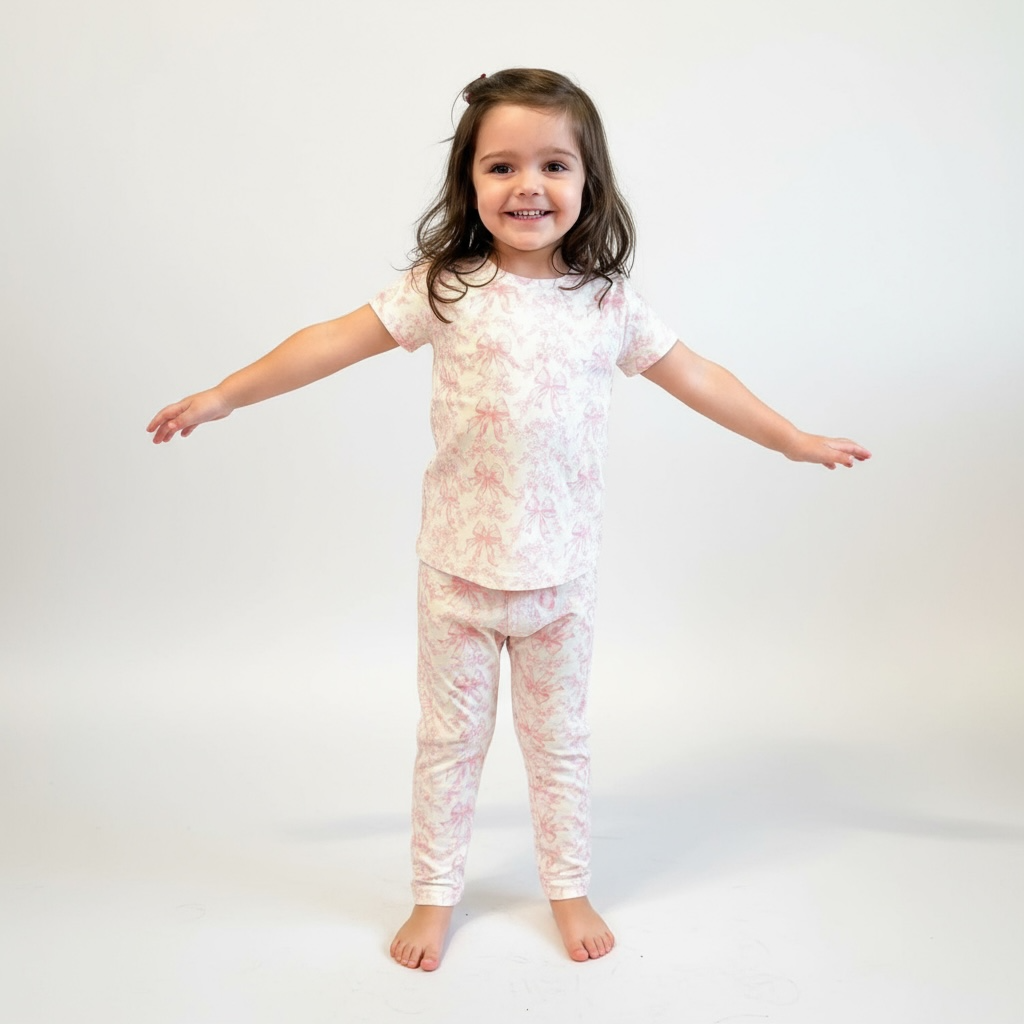 Toile Bows Short Sleeve Two-Piece PJs
