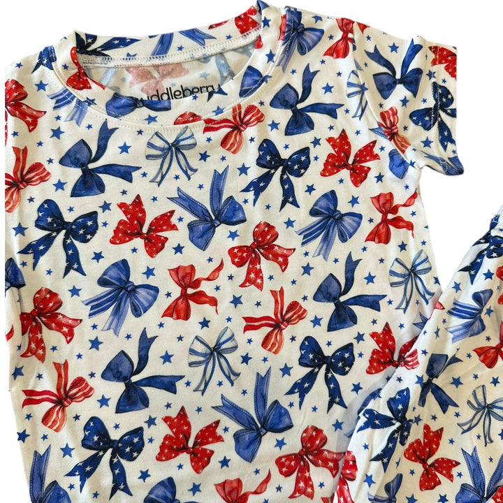 Red White & Bows- Short Sleeve Two-Piece PJ's