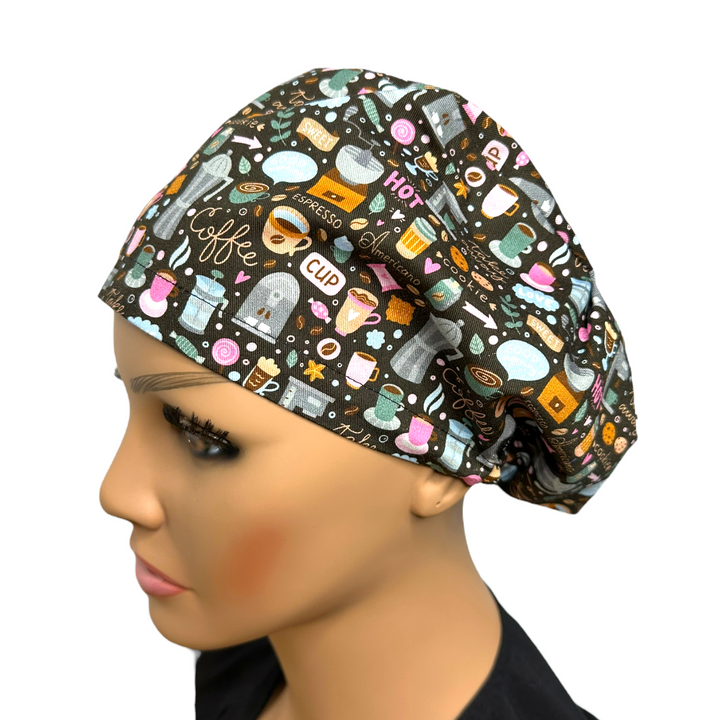 Coffee Euro Scrub Cap for Women, by Sunshine Caps Co