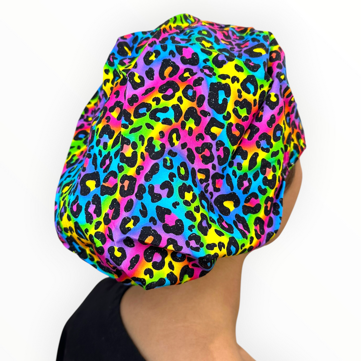 Rainbow Leopard- Bouffant Scrub Cap