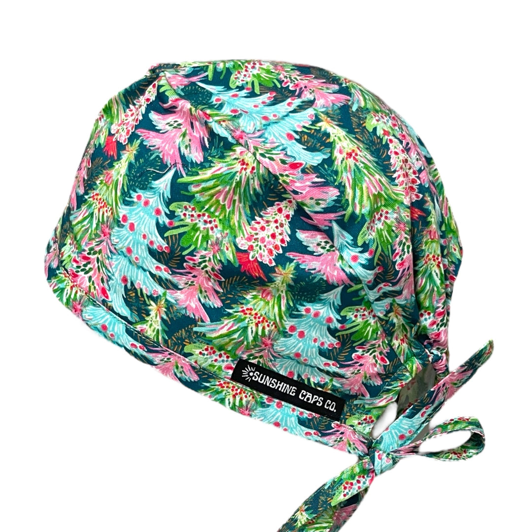 Merry Christmas Trees Men's Scrub Cap Surgical Hat, by Sunshine Caps Co