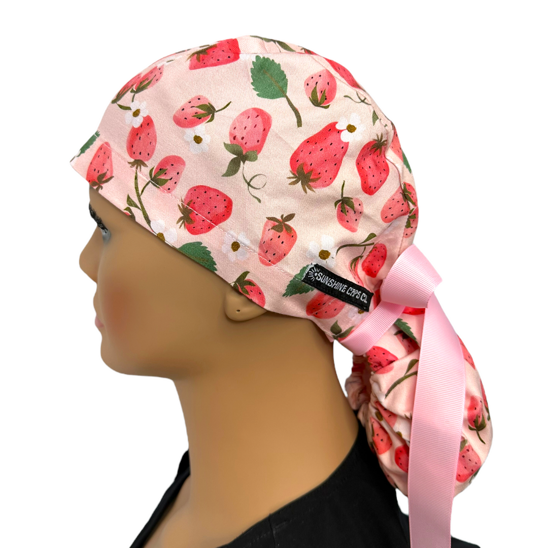 strawberry Ponytail Scrub Cap for Women, By Sunshine Caps Co.