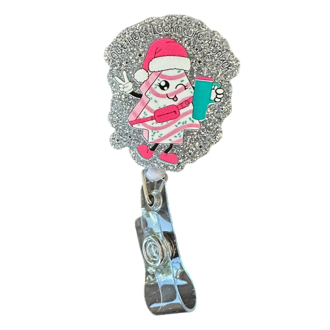Christmas Lookin like a snack Retractable Badge Reel for ID badge for nurses and healthcare professionals