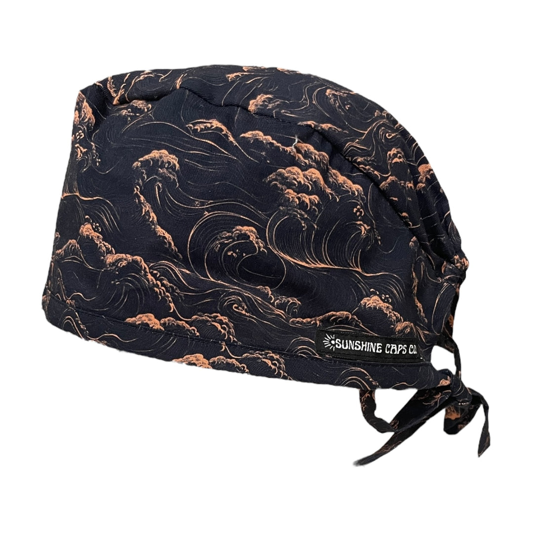 Japanese Waves Men's Scrub Cap Surgical Hat, by Sunshine Caps Co