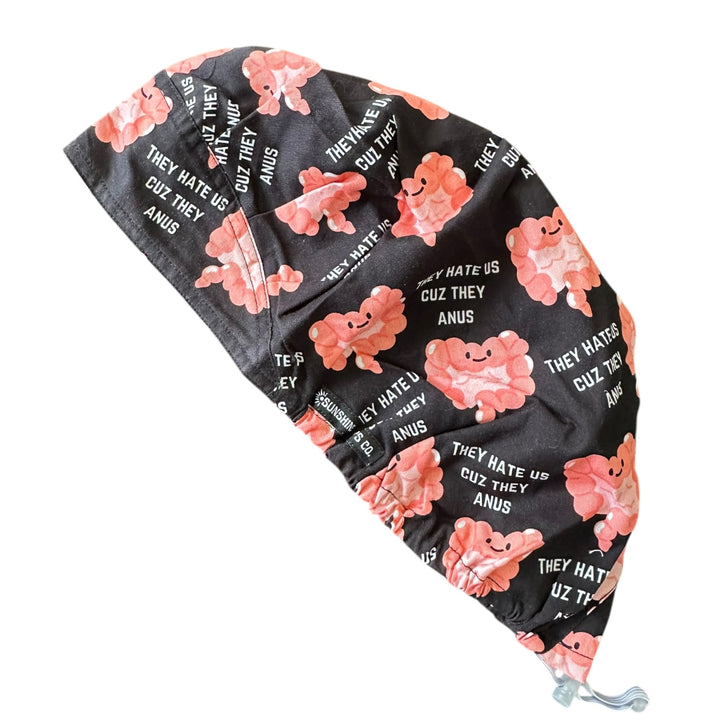 Hate Us Cuz They Anus, Black- Bouffant Scrub Cap