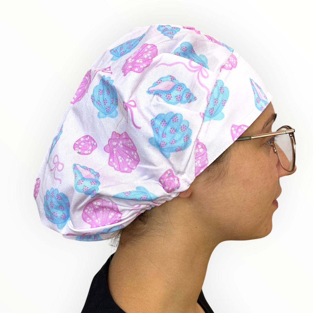Seashell Sweetheart- Bouffant Scrub Cap