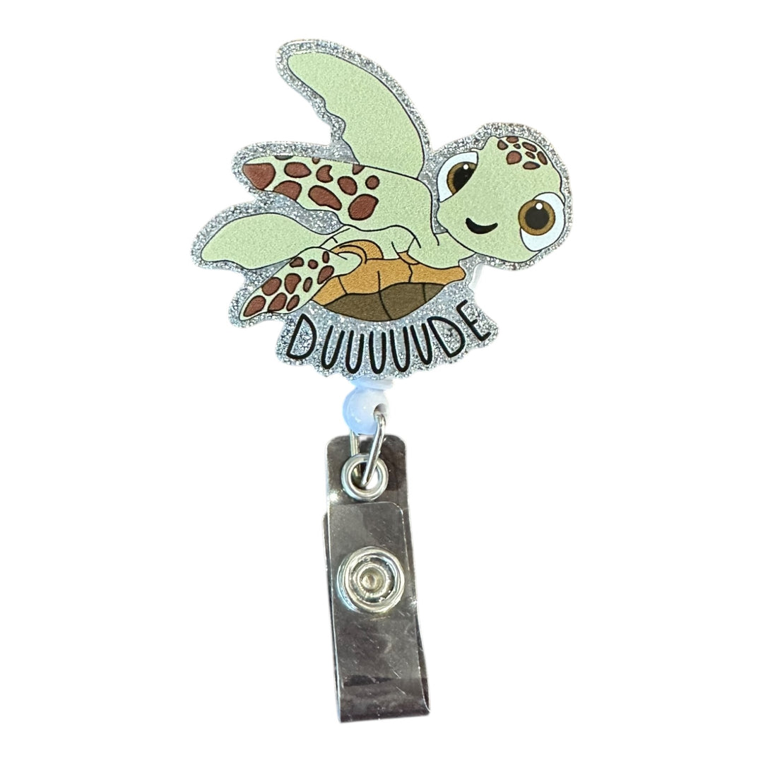 Dude Turtle Squirt Retractable Badge Reel for ID badge for nurses and healthcare professionals