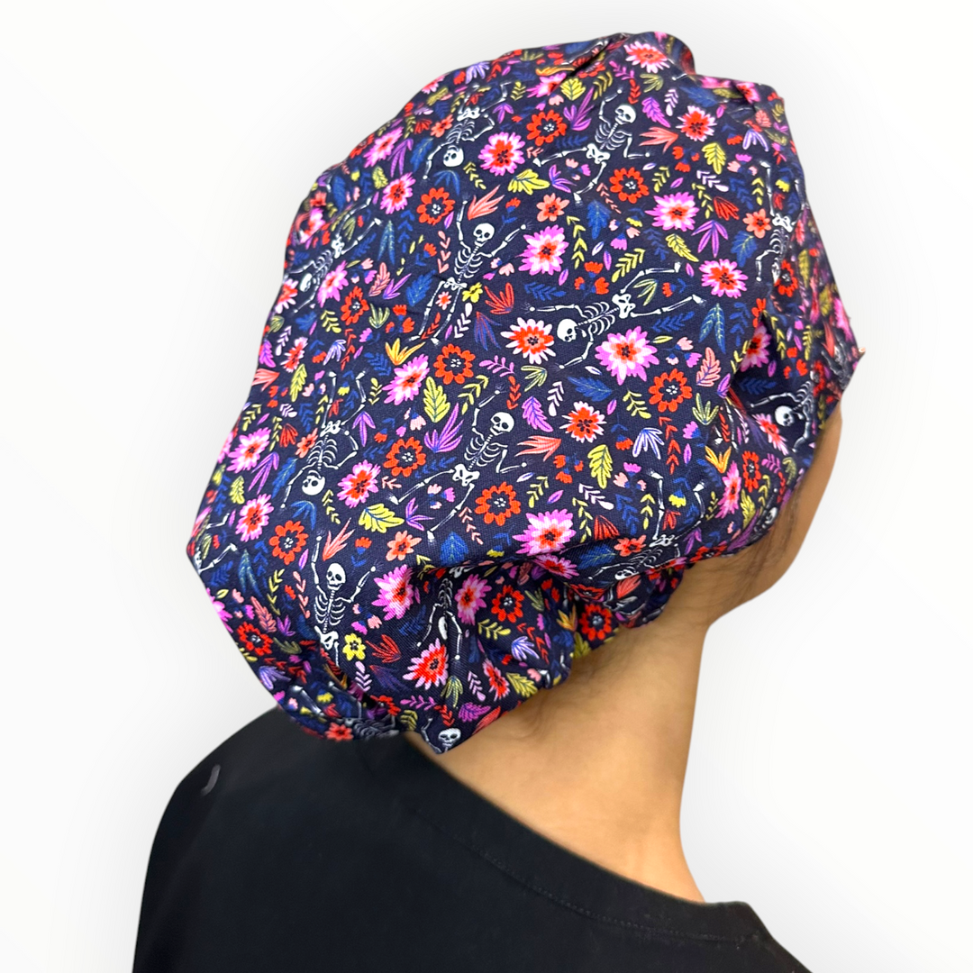 Skeletons in Bloom- Bouffant Scrub Cap