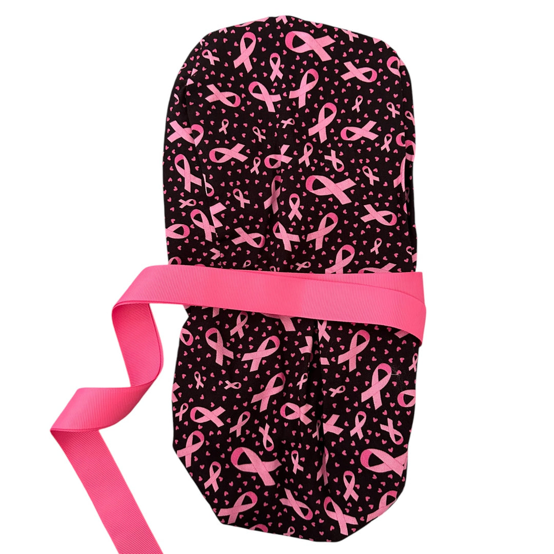Breast Cancer Pink Ribbon- Ponytail Scrub Cap