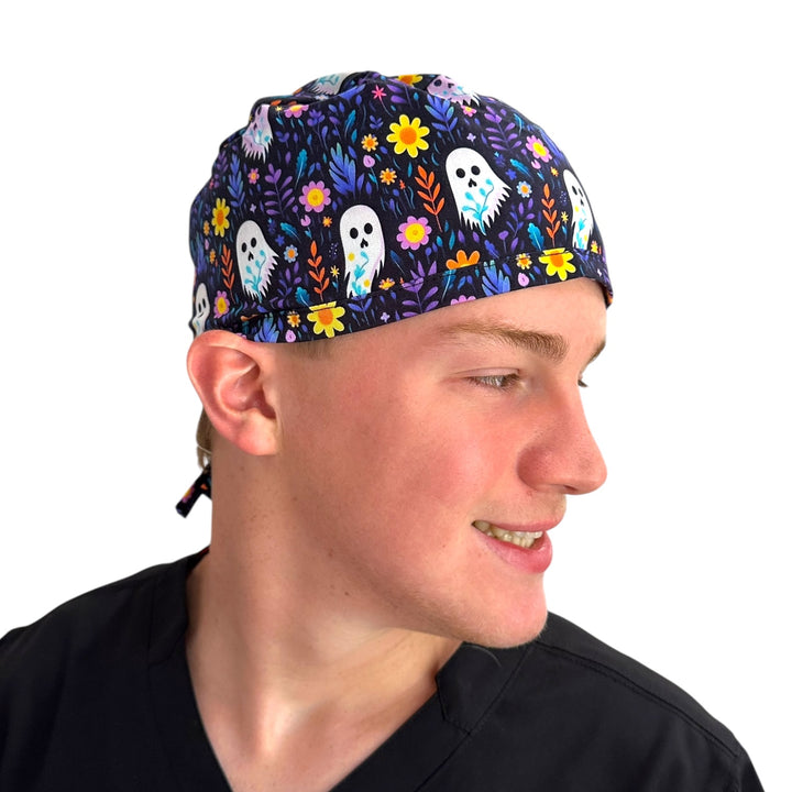 Ghost Floral- Classic/Men's Scrub Cap