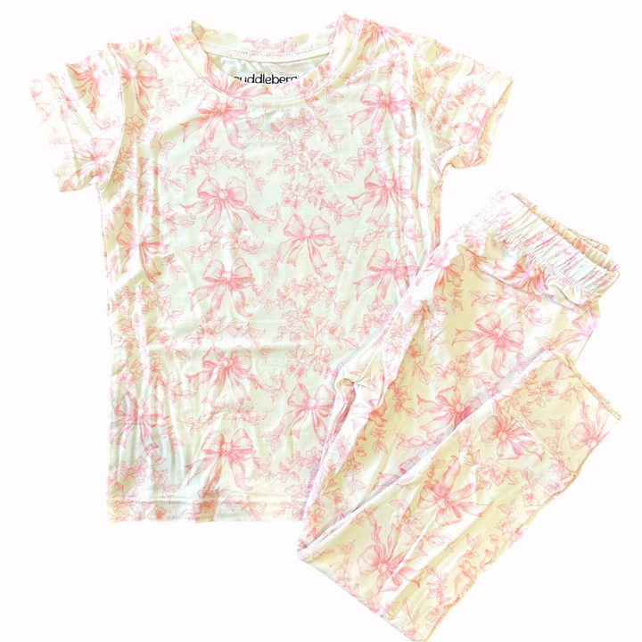Toile Bows Short Sleeve Two-Piece PJs