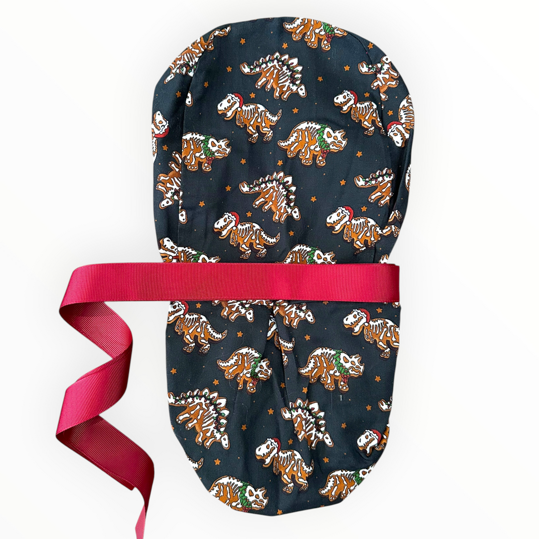 Gingerbread Dinos- Ponytail Scrub Cap