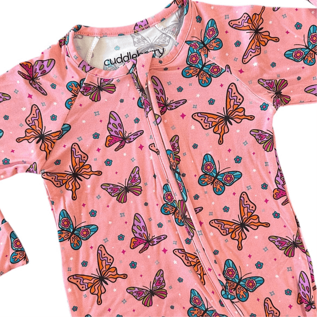 Pink Butterfly Bamboo Zipper Sleeper
