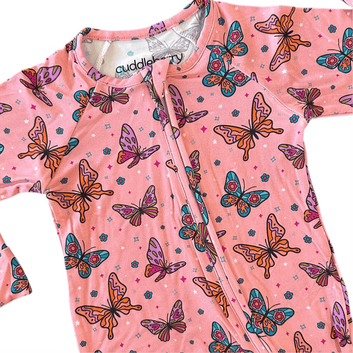 Pink Butterfly Bamboo Zipper Sleeper