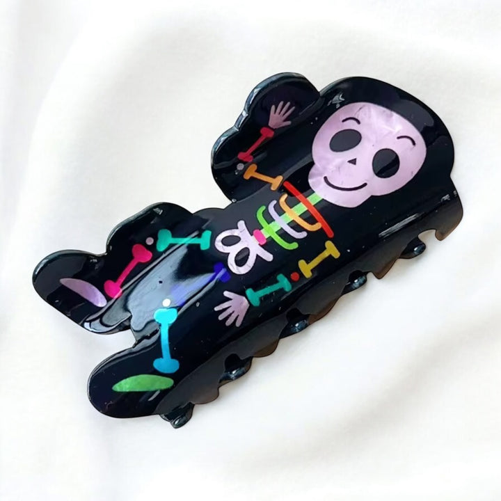 skeleton crew halloween hair claw clip