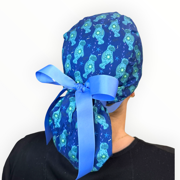Manatee Tides- Ponytail Scrub Cap