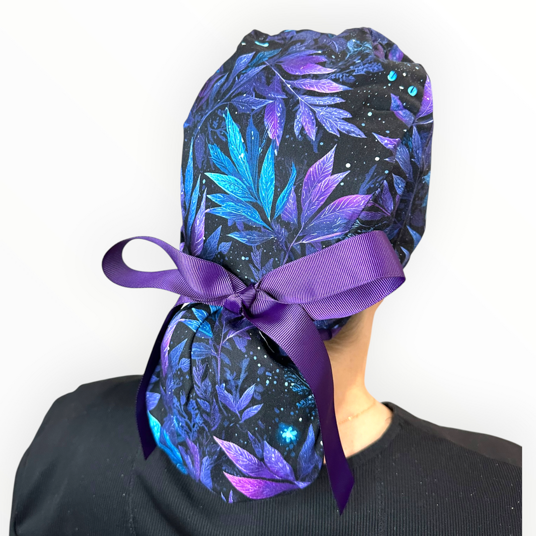 Mystic Cat Foliage- Ponytail Scrub Cap