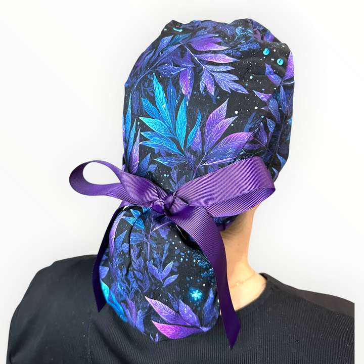 Mystic Cat Foliage- Ponytail Scrub Cap