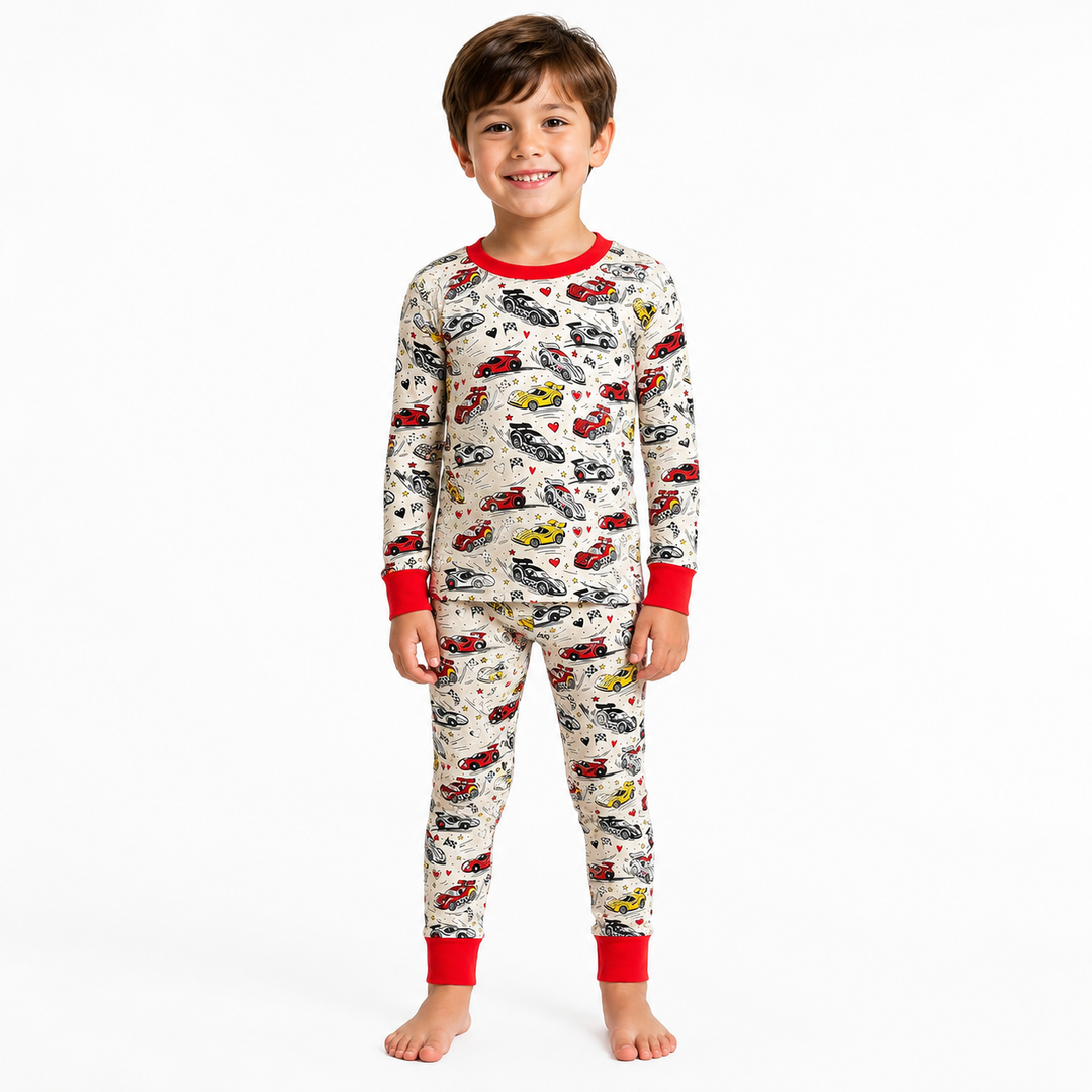 Race Car Long Sleeve Two-Piece PJ's