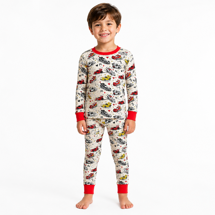 Race Car Long Sleeve Two-Piece PJ's