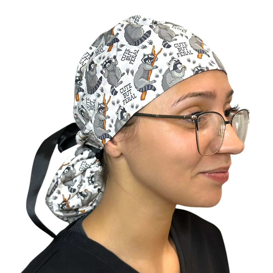 Cute but Feral- Ponytail Scrub Cap
