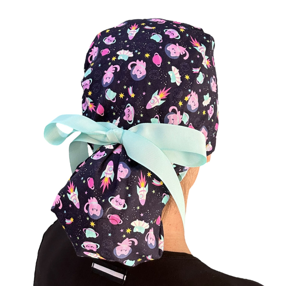 Astro Cats Ponytail Scrub Cap for Women, By Sunshine Caps Co.