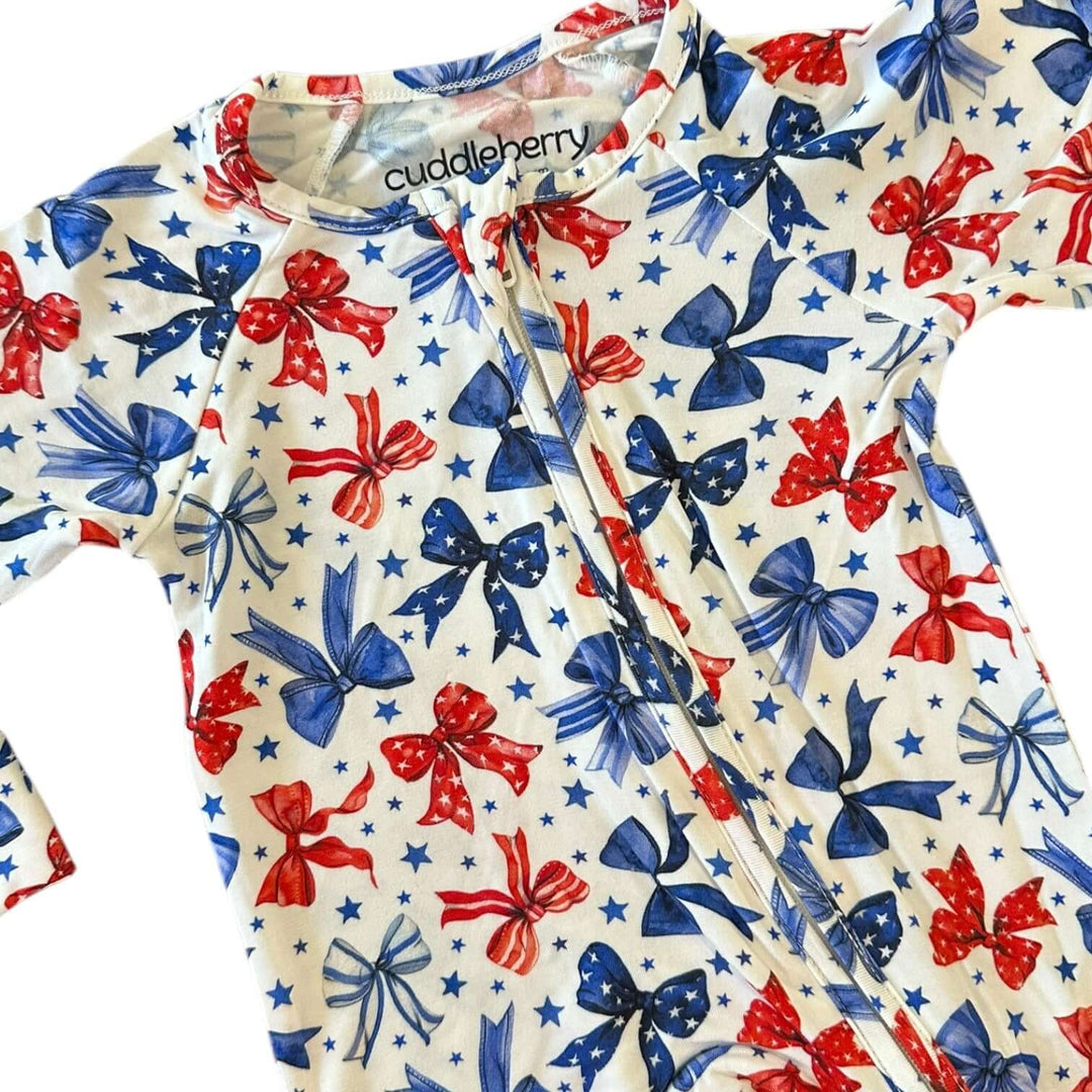Red White & Bows Bamboo Zipper Sleeper