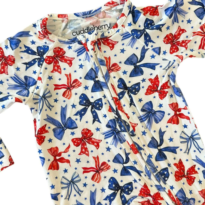 Red White & Bows Bamboo Zipper Sleeper