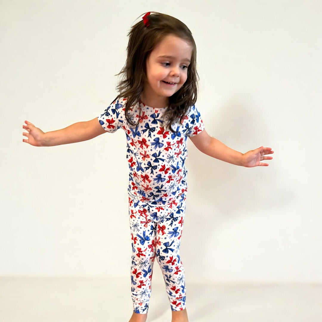 Red White & Bows- Short Sleeve Two-Piece PJ's