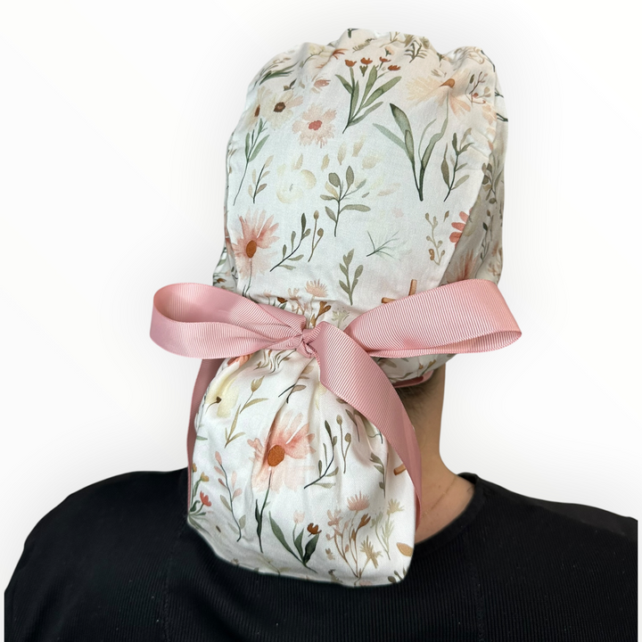 Faithful Floral- Ponytail Scrub Cap