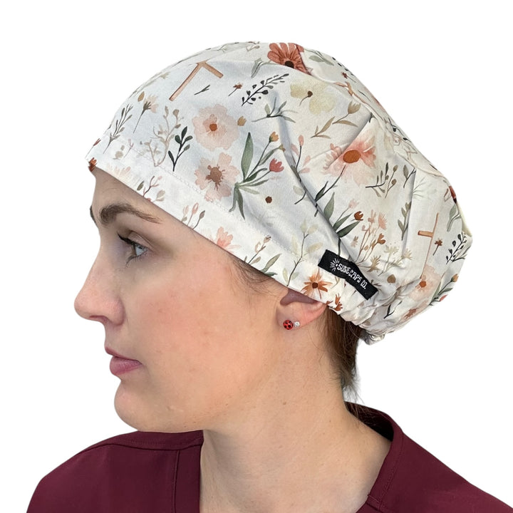 Faithful Floral- Euro Scrub Cap