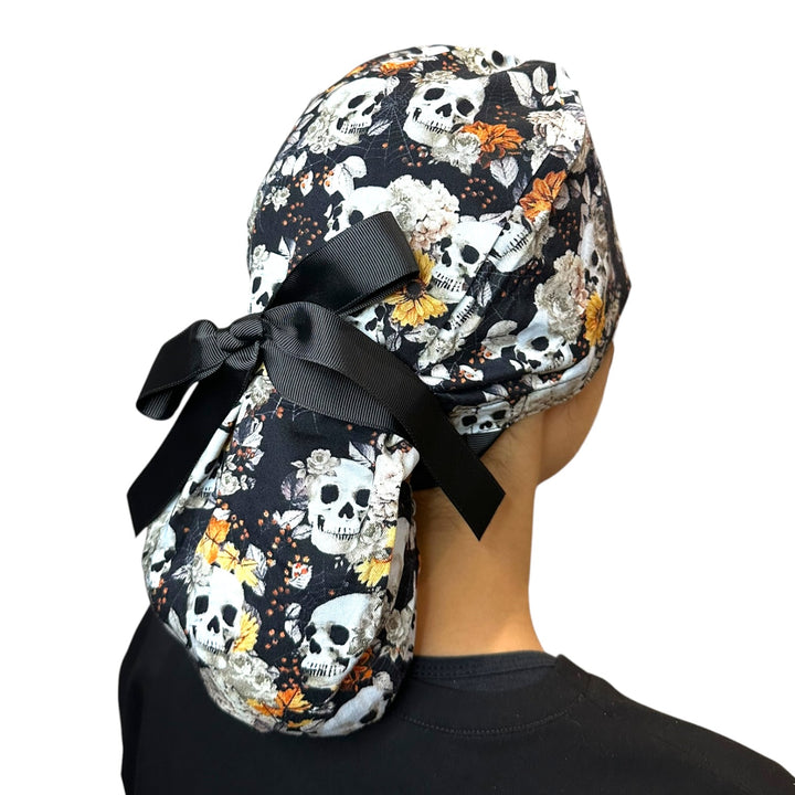 Autumn Skulls- Ponytail Scrub Cap