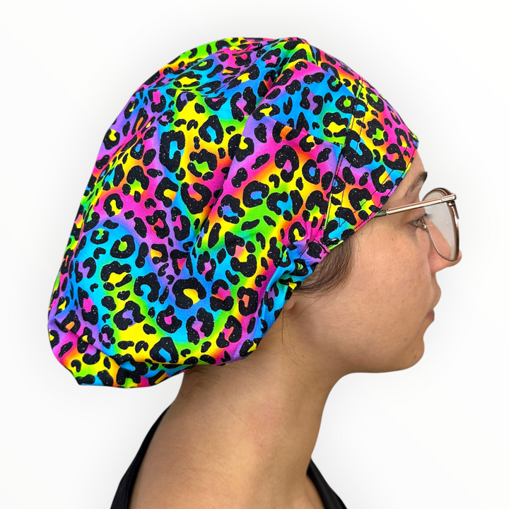 Rainbow Leopard- Bouffant Scrub Cap