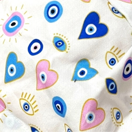 Love & Protection Evil Eye Euro Scrub Cap for Women, by Sunshine Caps Co
