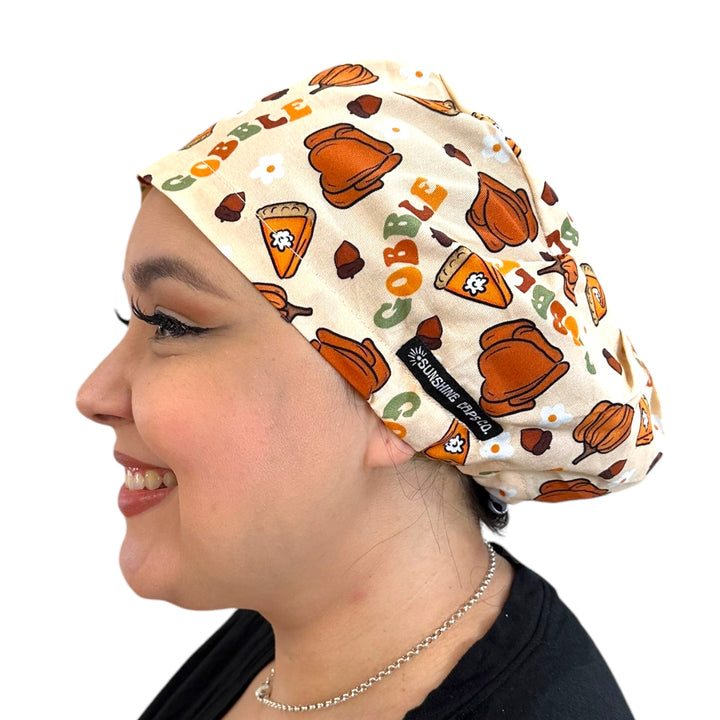 Thanksgiving Autumn Euro Scrub Cap for Women, by Sunshine Caps Co