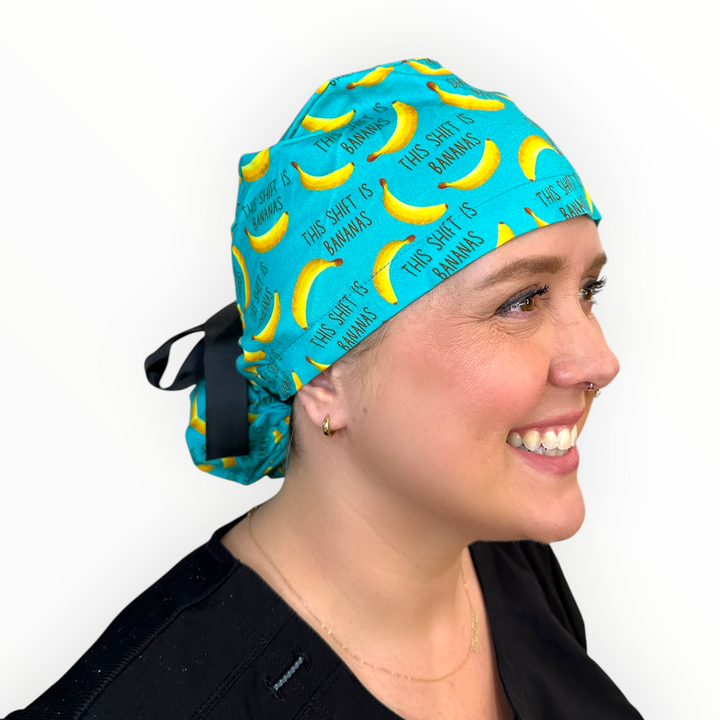 Shift is Bananas- Ponytail Scrub Cap