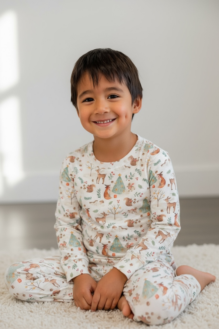 Woodland Winter Animal Long Sleeve Two-Piece PJ's