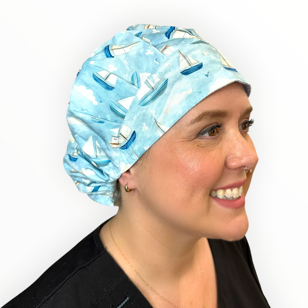Sailboat- Bouffant Scrub Cap