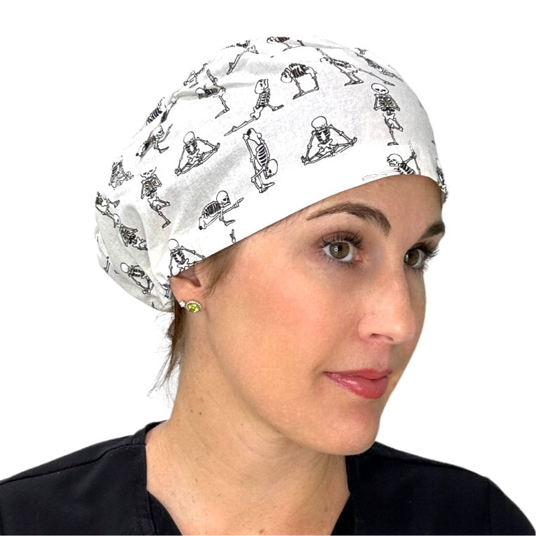 Yoga Skeletons Euro Scrub Cap for Women, by Sunshine Caps Co