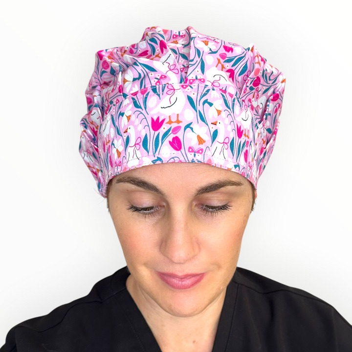 Goose Floral- Bouffant Scrub Cap