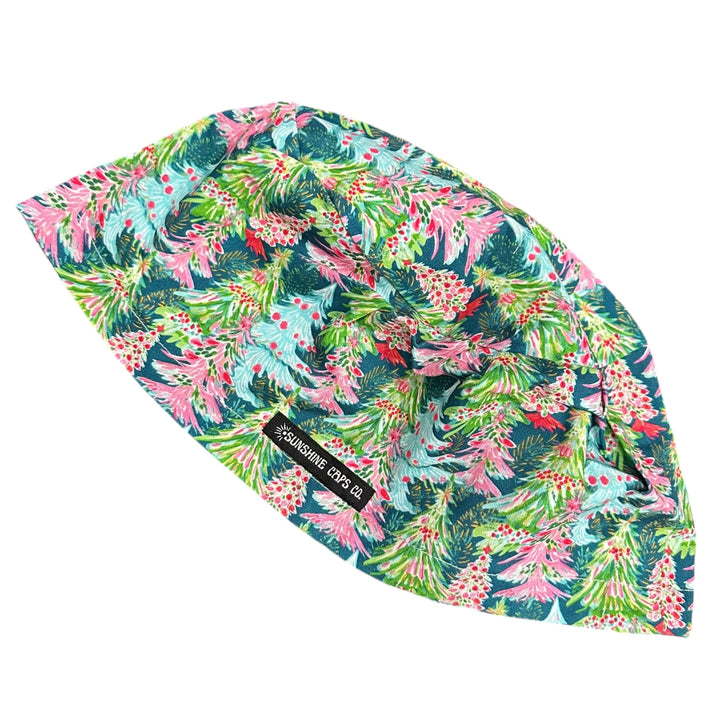 Merry Christmas Trees Euro Scrub Cap for Women, by Sunshine Caps Co