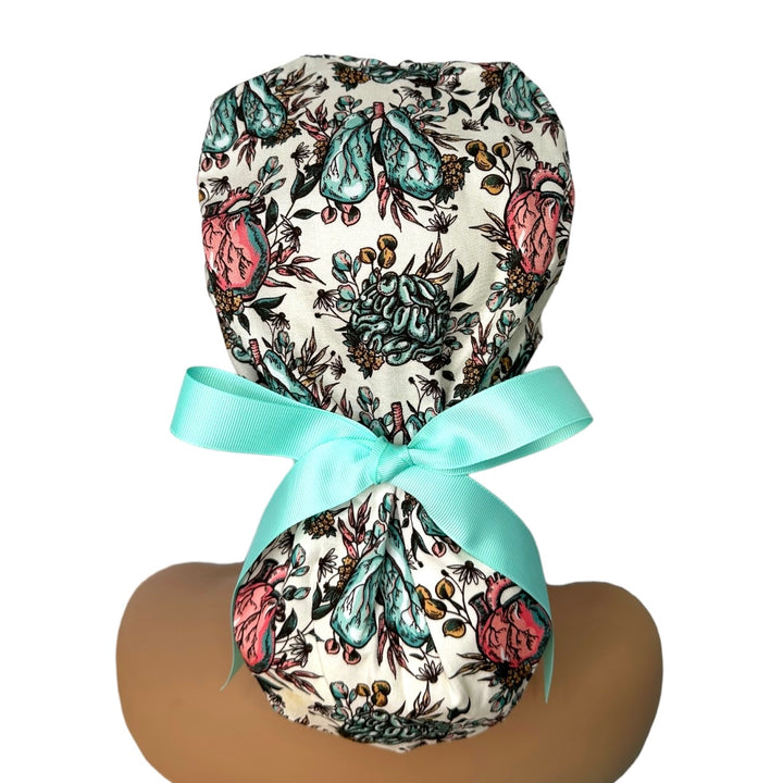 Floral Organs Ponytail Scrub Cap for Women, By Sunshine Caps 