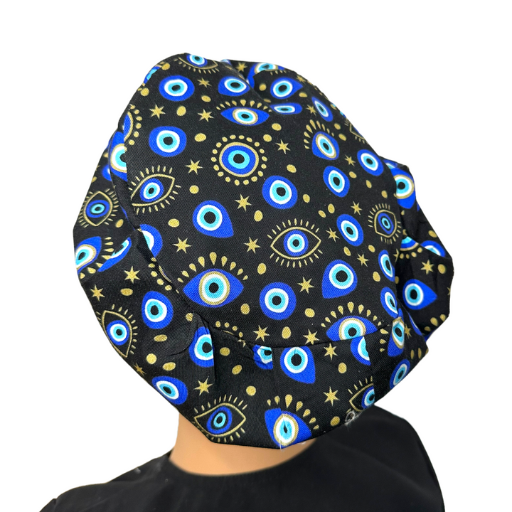 Evil Eye Black Euro Scrub Cap for Women, by Sunshine Caps Co
