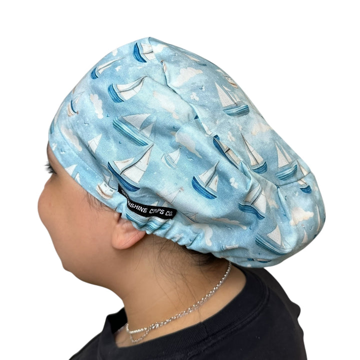 Sailboat Euro Scrub Cap for Women, by Sunshine Caps Co