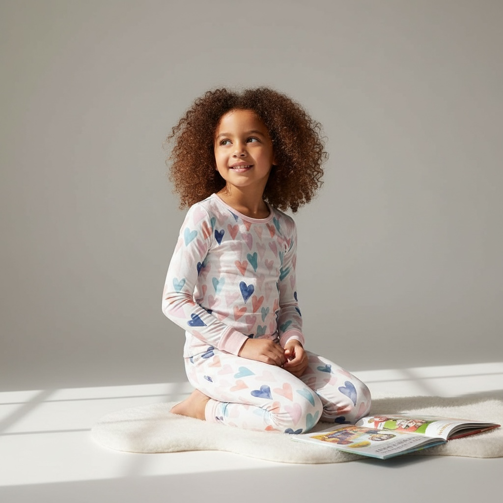 Valentine Watercolor Hearts Long Sleeve Two-Piece PJ's